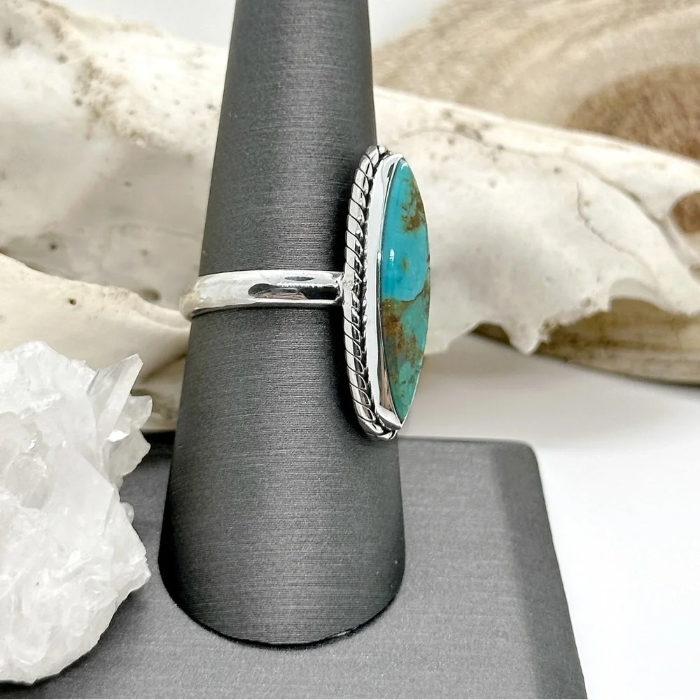 STERLING Silver Kingman Mohave Turquoise Ring